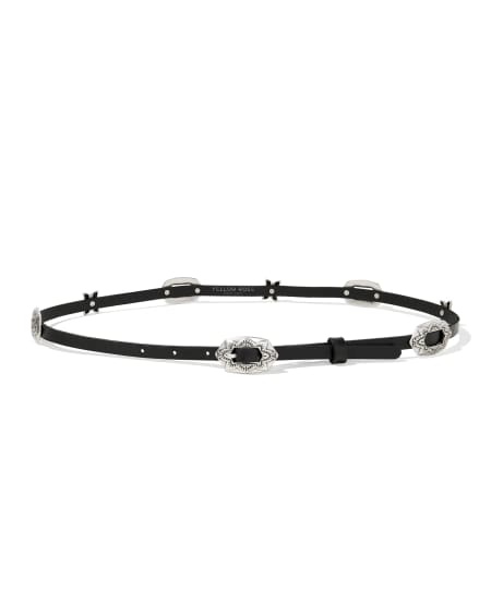 Concho Thin Belt in Black Leather | Kendra Scott